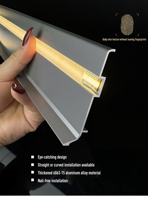 柔性踢脚板 LED PVC WPC 墙面装饰条 自粘 适合 DIY 家居装饰